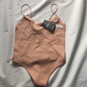 Lace trim cami bodysuit